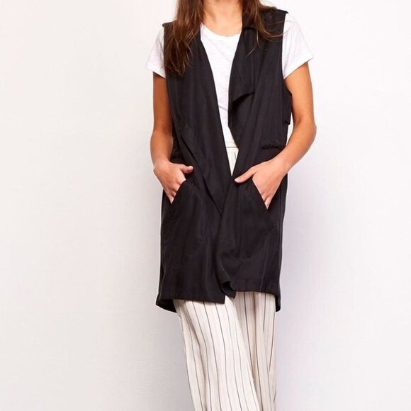 BB Dakota  black Adam Utility Tencel waterfall vest - Picture 1 of 15